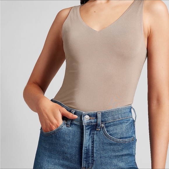 Express Tops - ‼️ CLEARANCE ‼️ Express Taupe V-Neck Bodysuit